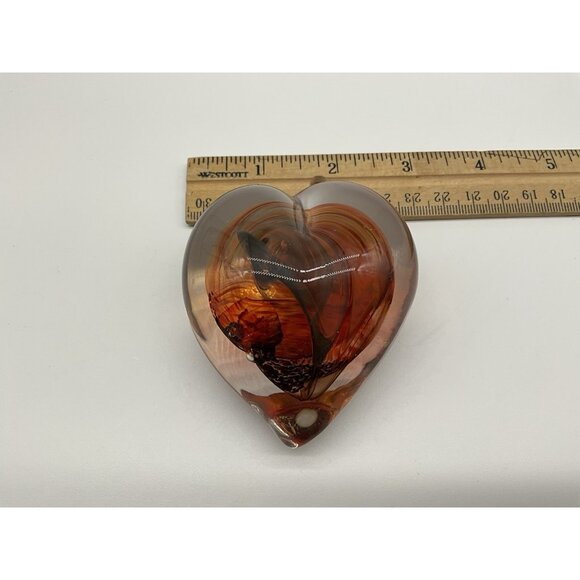 Heart Art Glass Gorgeous Red and Black Paperweight Quality Glass Polished Bottom - Picture 15 of 16